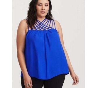 ISO Women's Blue Strappy Georgette Top